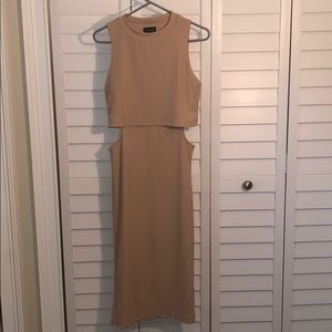 Tan top shop cutout midi dress